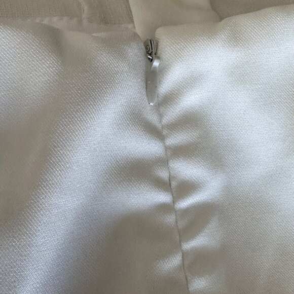 White Sleeveless Mini Dress With Gold Floral Buttons & Open Back Design - Picture 10 of 11